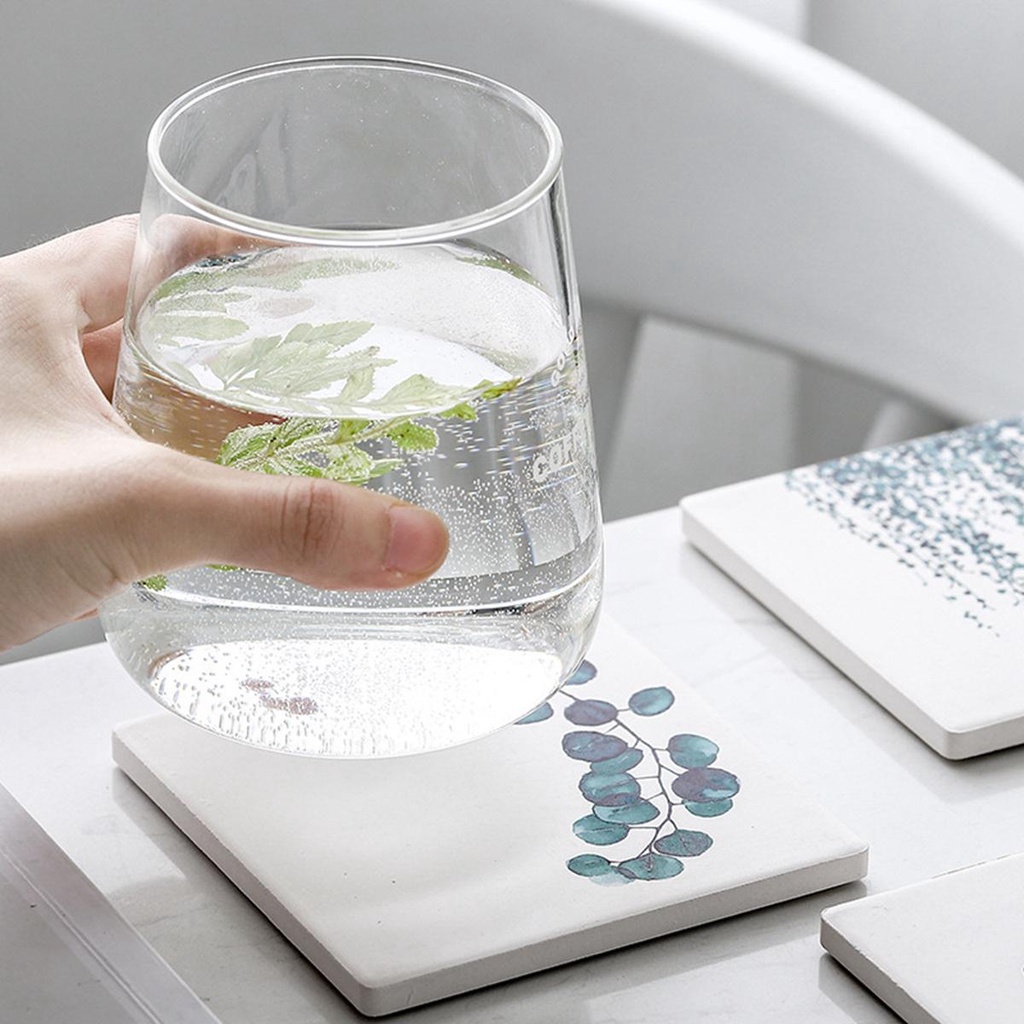 Đế Lót Ly Bằng Gốm Chịu Nhiệt Chống Trượt Họa Tiết Cây Cối