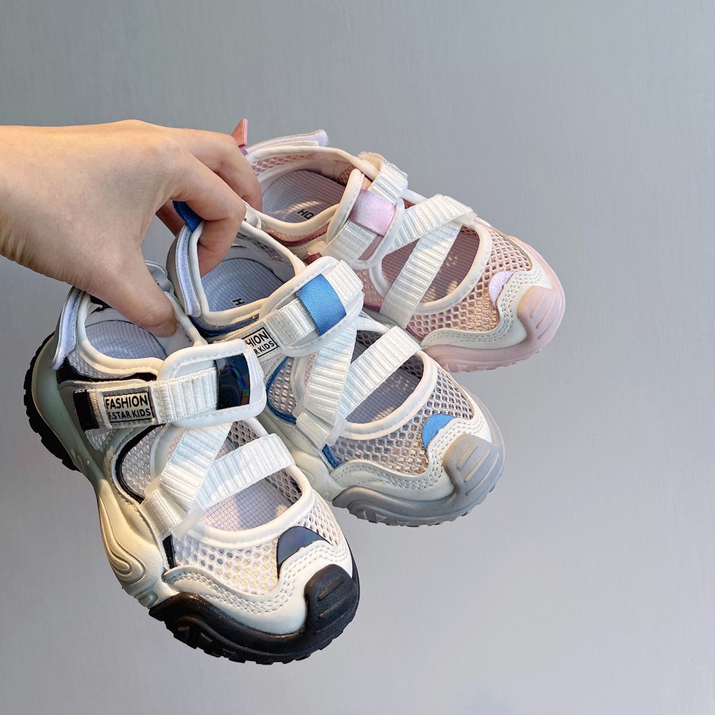 [Giản Dị] Giày Sandal Thể Thao Hở Ngón Đế Mềm Thoáng Khí Khóa Dán Cỡ Vừa Lớn Mùa Hè Dễ Phối Đồ Cho Trẻ Em