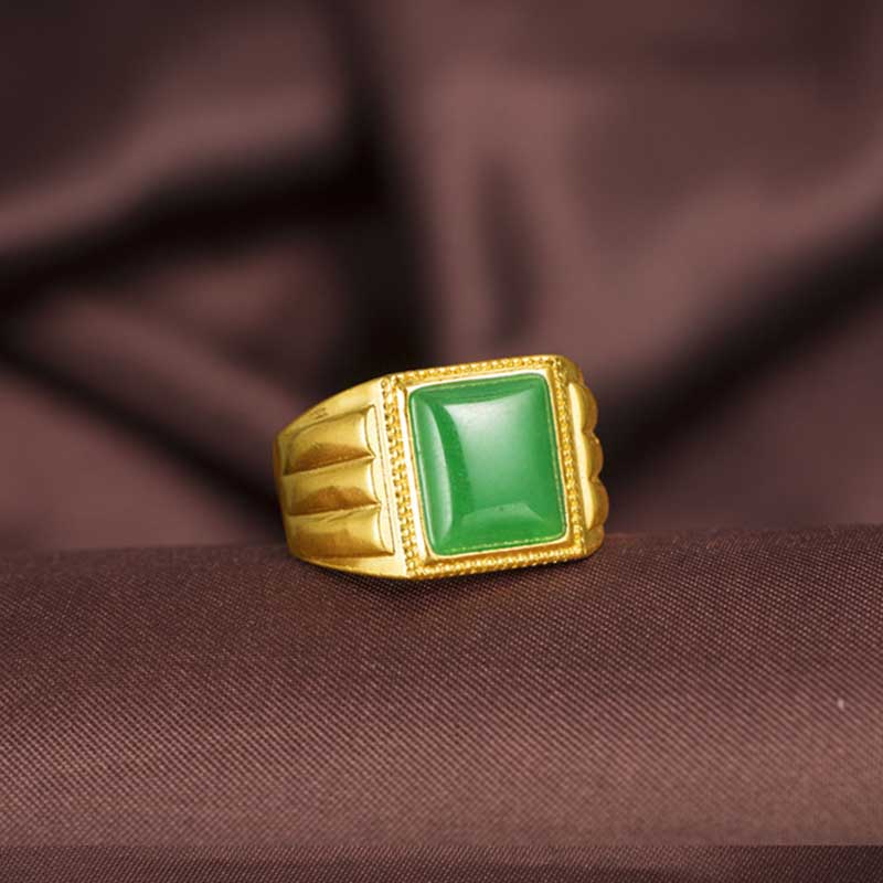 Nhẫn nam bằng thép titan mạ vàng 18k đính đá ruby nhiều màu sắc thời trang