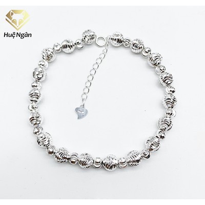 Lắc tay bạc 925 Huệ Ngân -Bi phay màu trắng RYB140099-T