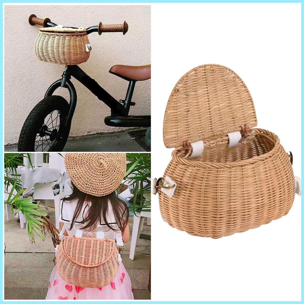 Giỏ Đan Mây Thủ Công Treo Sau Lưng Xe Đạp Trẻ Em