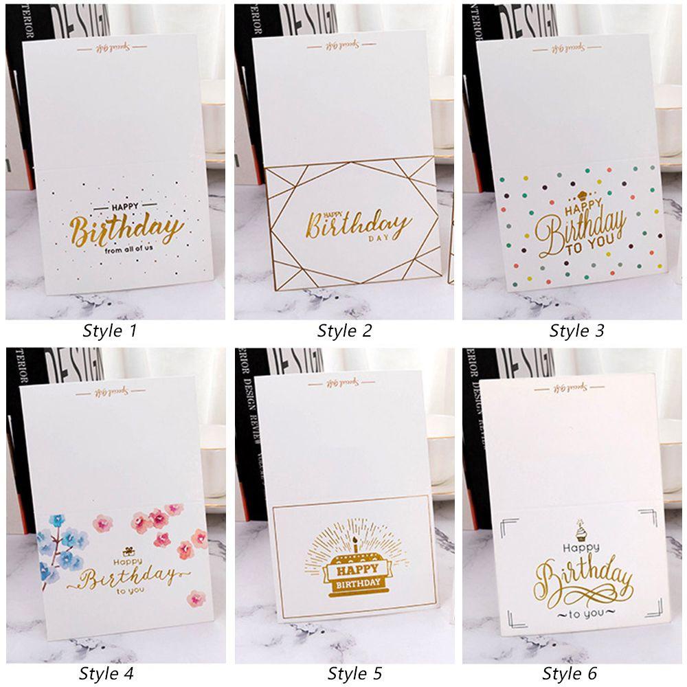 Set 10 Thẻ Thiệp Chúc Mừng Sinh Nhật Bằng Chất Liệu Các Tông Màu Trắng