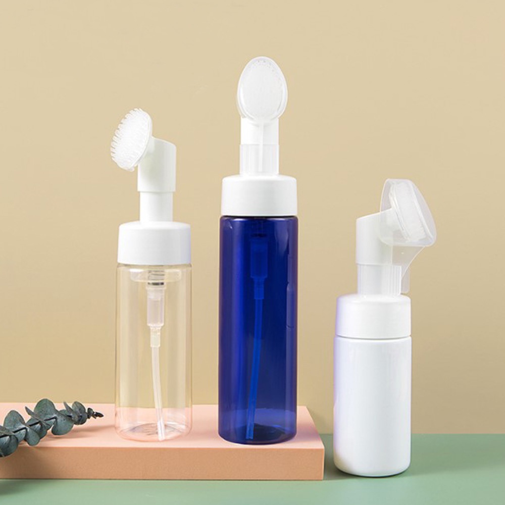 [Hàng mới về] Chai silicone đựng sữa rửa mặt tạo bọt xà phòng có bàn chải nhỏ gọn dùng khi du lịch