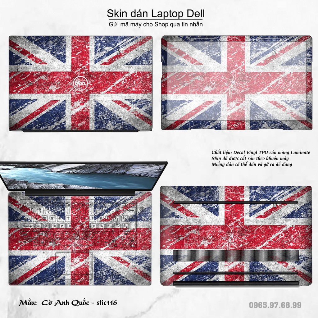 Skin dán Laptop Dell in hình cờ Anh (inbox mã máy cho Shop)