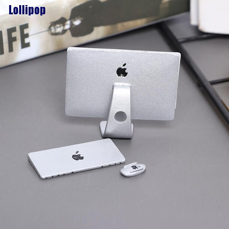 Mô hình máy tính + chuột + bàn phím mini tỉ lệ 1/12 trang trí nhà búp bê