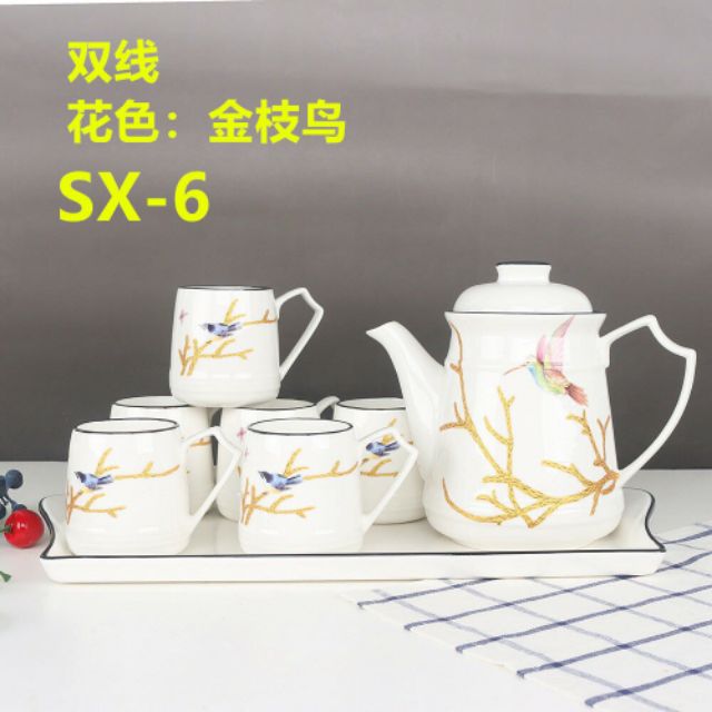 Bộ ấm chén kiểu Hàn Quốc kèm khay | BigBuy360 - bigbuy360.vn