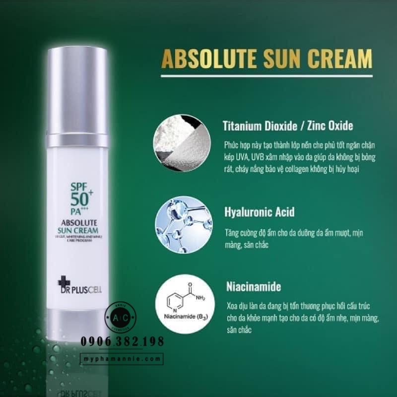 Kem chống nắng Dr Pluscell ❤FREESHIP❤ Kem chống nắng Dr Pluscell Absolute Sun Cream (chính hãng+đủ hóa đơn)