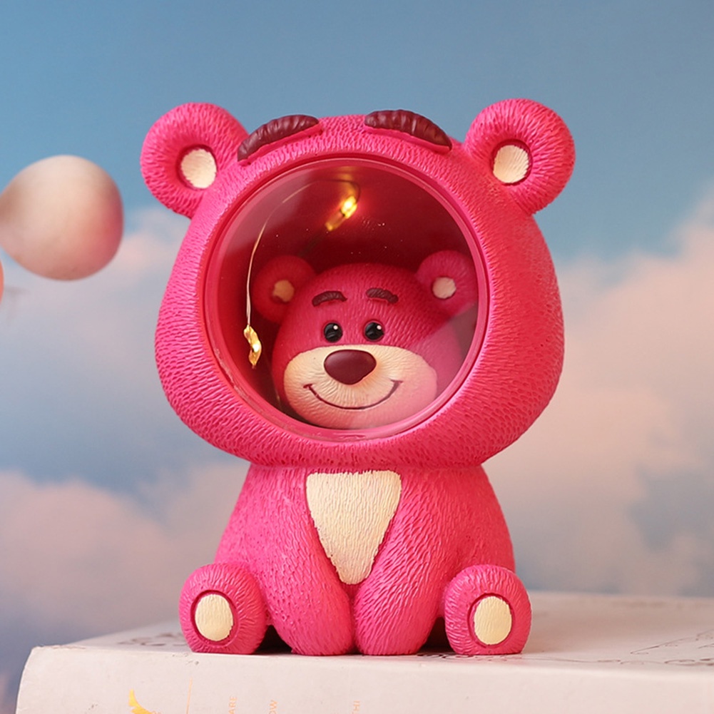 Đèn Ngủ Để Bàn Hình Gấu Kawai Dâu Tây Hoạt Hình Disney Sáng Tạo