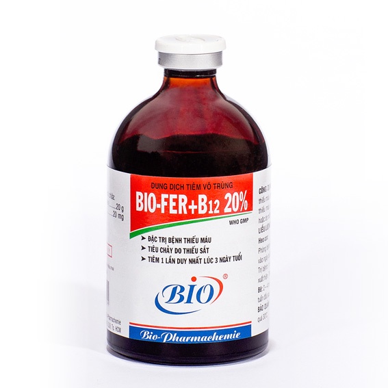 BIO-FER+B12 20ml. BỔ SUNG SẮT CHO HEO CON