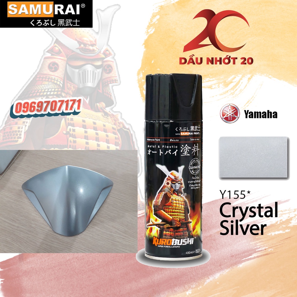 Y155 _ Sơn xit Samurai Y155 màu bạc pha lê _Crystal Silver