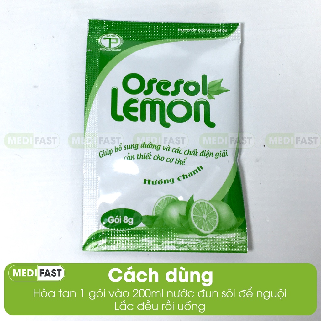 Bù nước điện giải Oresol Lemon bổ sung dưỡng chất và bù nước khi chơi thể thao, ốm sốt, mệt mỏi hộp 25 gói hương chanh