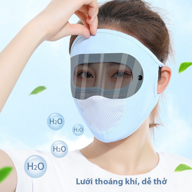 Khẩu trang mặt nạ ninja có kính chống nắng vải thun lạnh thoáng mát hè 2021