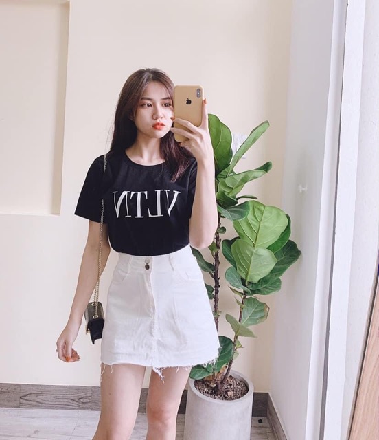 Chân váy jean trắng TINGOAN dáng A | BigBuy360 - bigbuy360.vn