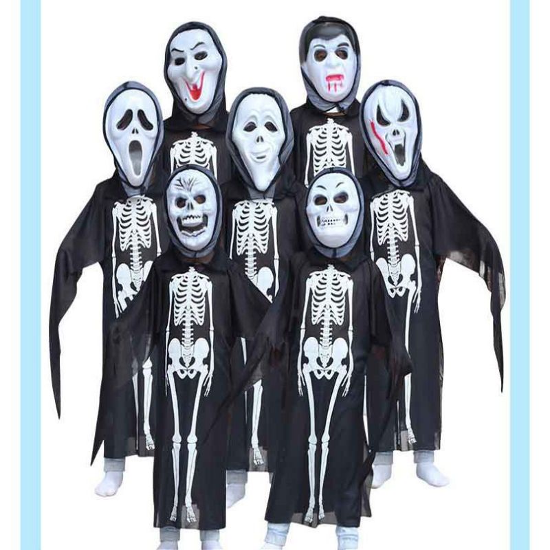 Áo ma in xương hóa trang Halloween cho trẻ em bé trai gaia người lớn nam nữ