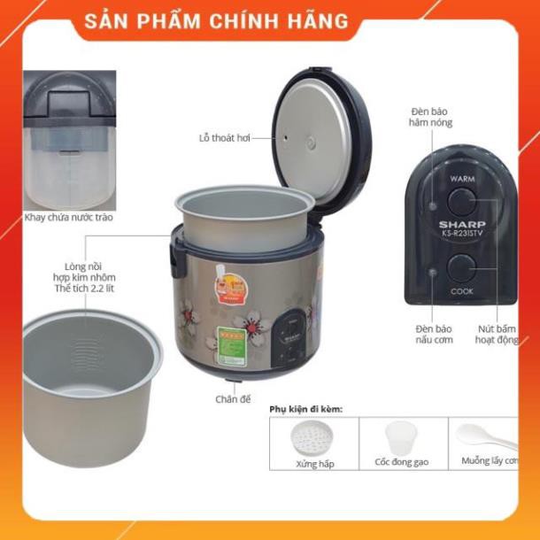 Nồi cơm điện sharp 231STV - 2.2Lít , Hàng chính hãng - Bảo hành 12 tháng