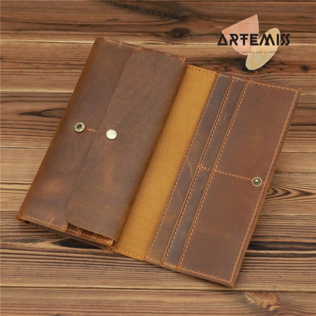 Ví dài nam ⚡FREESHIP⚡da bò thật 100% cầm tay retro Lịch lãm, phong cách, bền đẹp. BH 12t Tặng Vớ nam YTW2