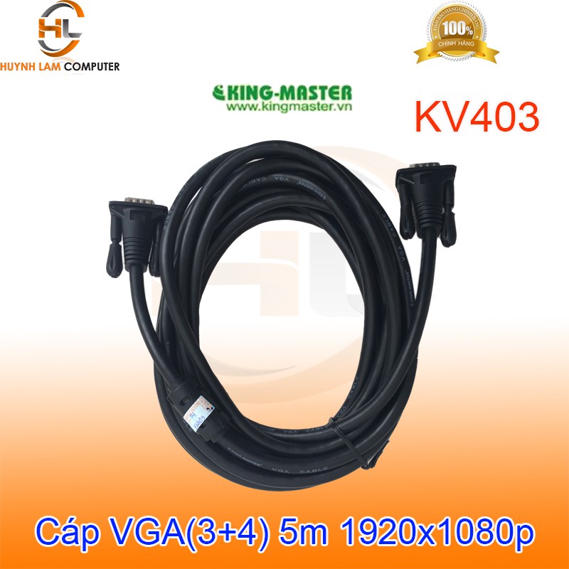 Cáp VGA 5m KingMaster KV403 (3+4) FullHD sắc nét - Hàng chính hãng