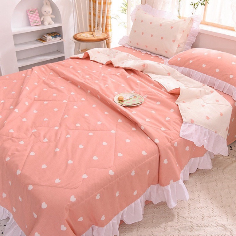 [LOẠI 1] Bộ Chăn Ga Gối Chăn Trần Cotton Bèo Siêu Xinh, Chất Mềm Mát Sẵn Hàng Đủ Kích Thước Giá rẻ