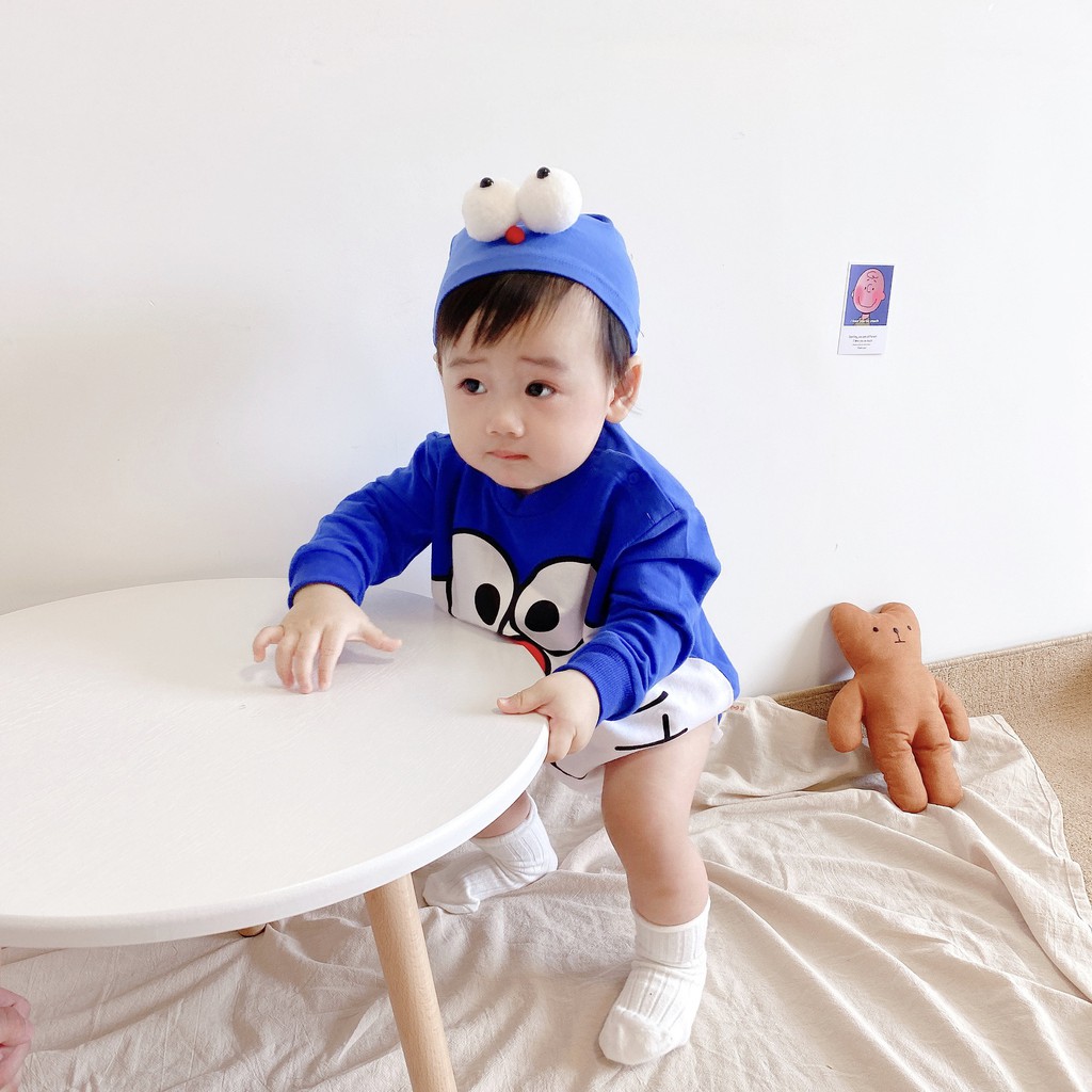 Áo liền quần tay dài hoạ tiết hoạt hình phong cách Hàn Quốc thời trang cho bé