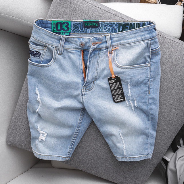 Quần Short Nam cao cấp xuất xịn- xanh rách -slimfit Hải An Jeans