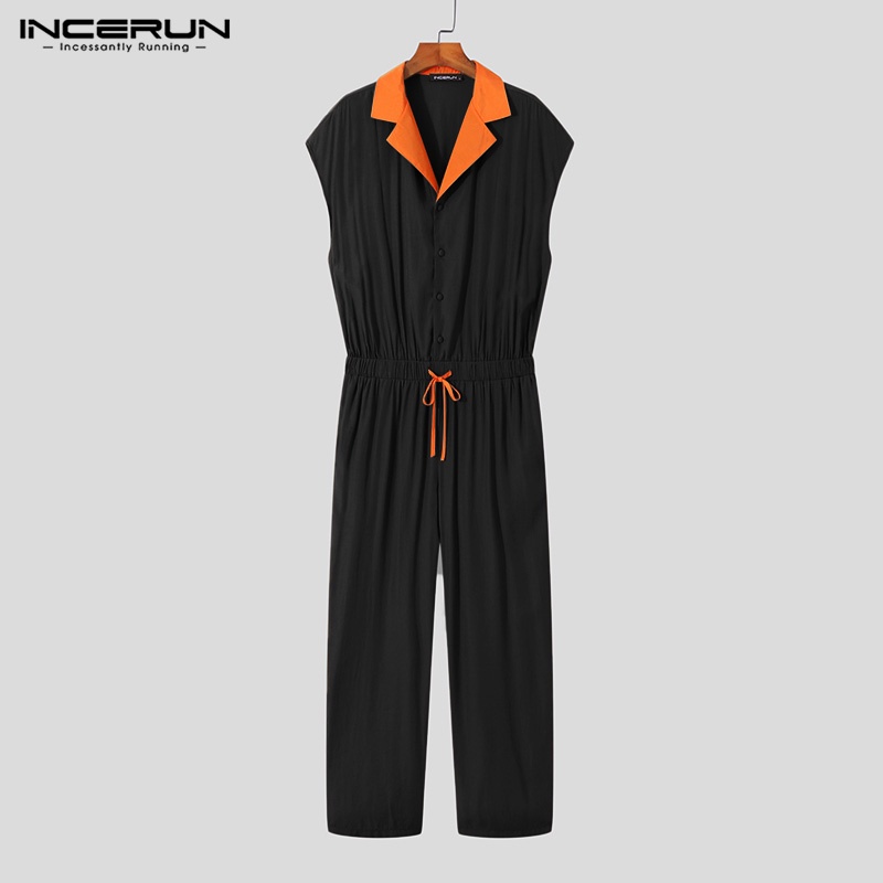 Áo liền quần Incerun không tay phối nút cài co giãn tốt sành điệu dành cho nam