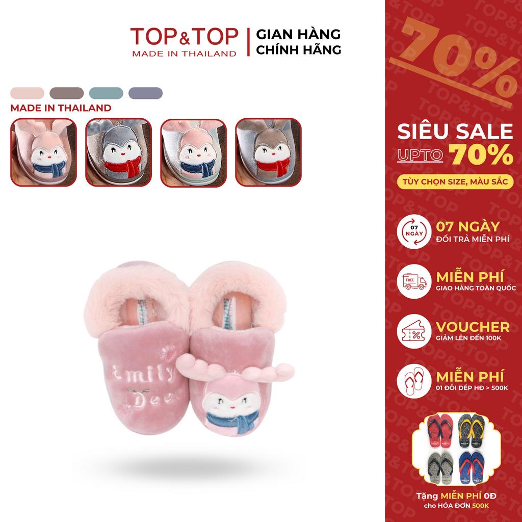 Giày bông cho bé Kanzas KZ-MC-01 hoạ tiết dễ thương, đế chống trơn trượt