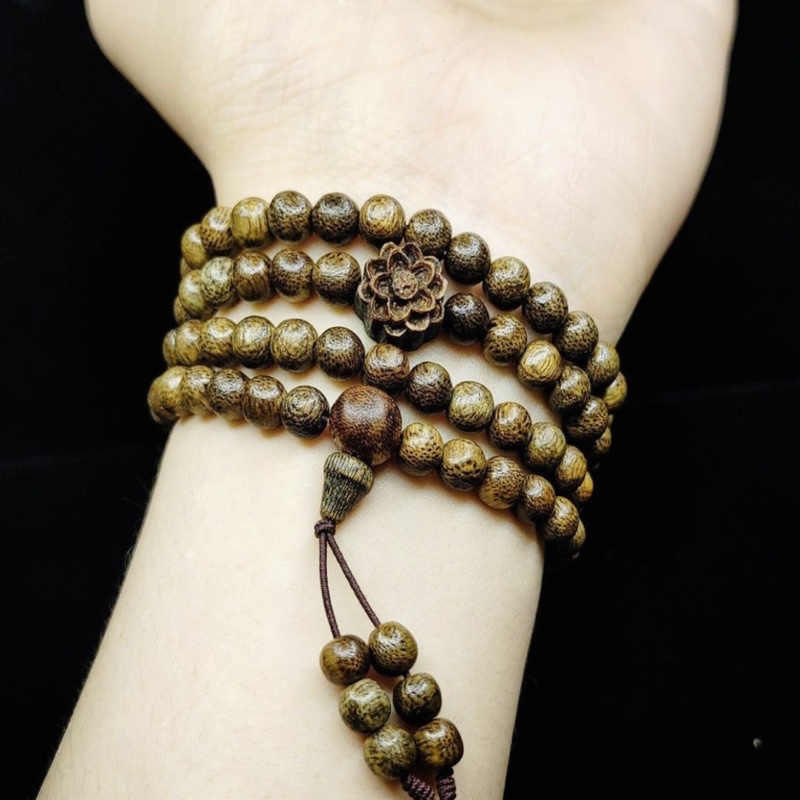 FULL BOX Vòng Tay Trầm Hương Mix Sen 108 Hạt Chuỗi Trầm Hương Cao Cấp Dây Chuyền Phật Tử