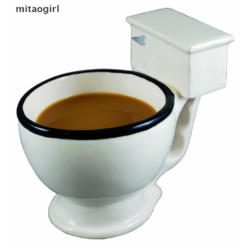 Cốc uống nước/ trà/ sữa/ kem hình cái bồn cầu bằng gốm dùng làm quà tặng giáng sinh 300ml
