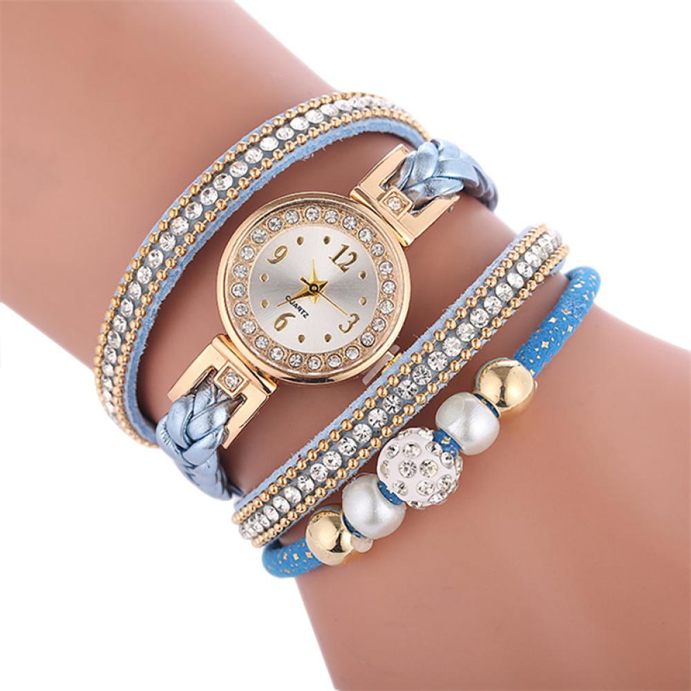 Đồng Hồ Quartz Đính Đá Dây Đeo Da A5Y6
