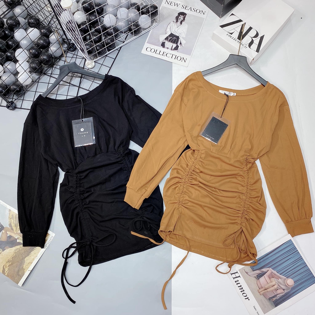 VÁy trễ vai rút 2 bên hông xinh 963(kèm ảnh thật,video) | BigBuy360 - bigbuy360.vn