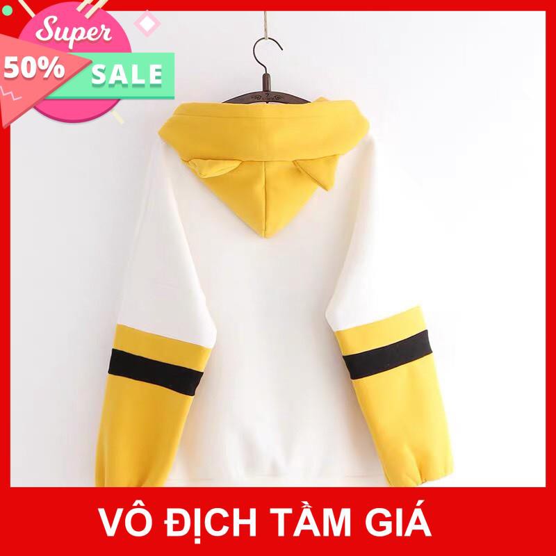 Freeship Hàng Cao Cấp Áo Hoodie Nón Chui Trùm Đầu Nữ Chất Vải Nỉ Poly Cún Nón Có Tai WAH065NOTR - Eimistore