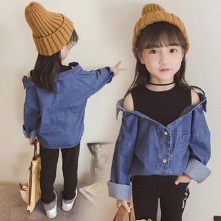 Áo Sơ Mi Denim Tay Dài Thời Trang Hàn Quốc Mùa Xuân Dành Cho Bé Gái 2021