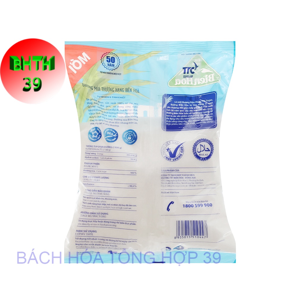 Đường Biên Hòa bịch 1kg - đường cát trắng bịch 1kg