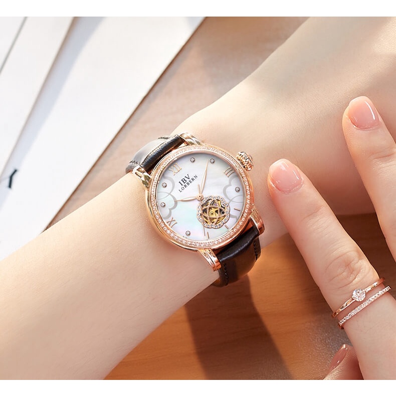 Đồng hồ nữ chính hãng LORBERN IBV6806-4 kính sapphire,chống xước,chống nước 30m,Bh 12 tháng,máy cơ (automatic)