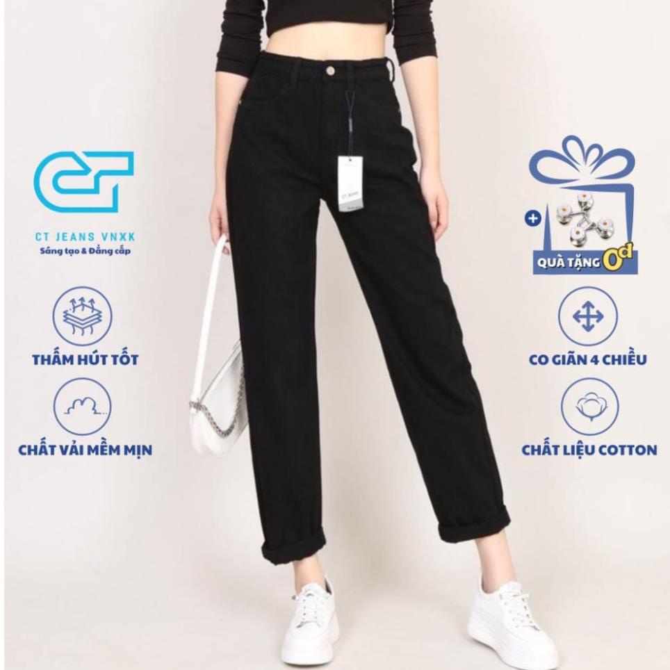 Quần Jean Nữ Đen Trắng Dáng Thụng Cạp Chun Có Cúc CT Jeans ! ! ,