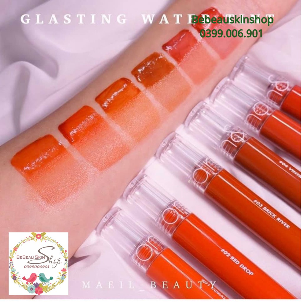 Son Tint Bóng Romand Glasting Water Tint 4g siêu lì căng mọng môi Hàn Quốc 04 Vintage Ocean 03 Brick River - Bebeau