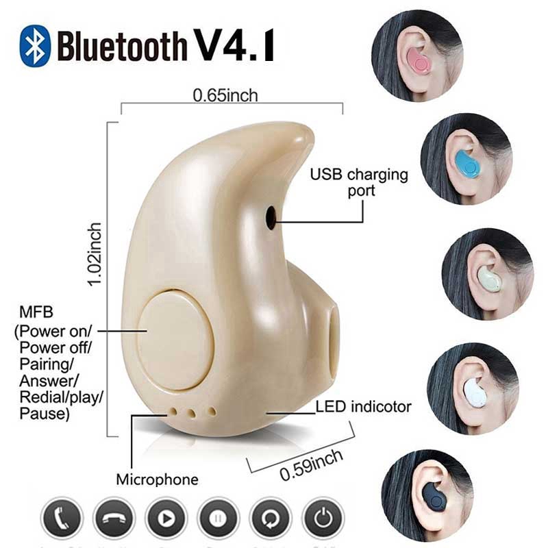 Tai nghe bluetooth S530 nhét tai V4.1 ear-pod siêu nhỏ có nghe nhạc