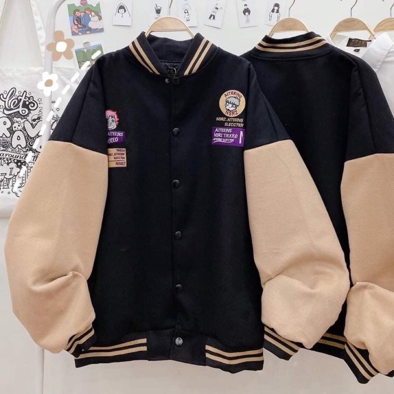 Áo Khoác Bomber Nỉ Dạ Siêu Dày Lót Dù, Tay bông AITEEN Unisex ảnh