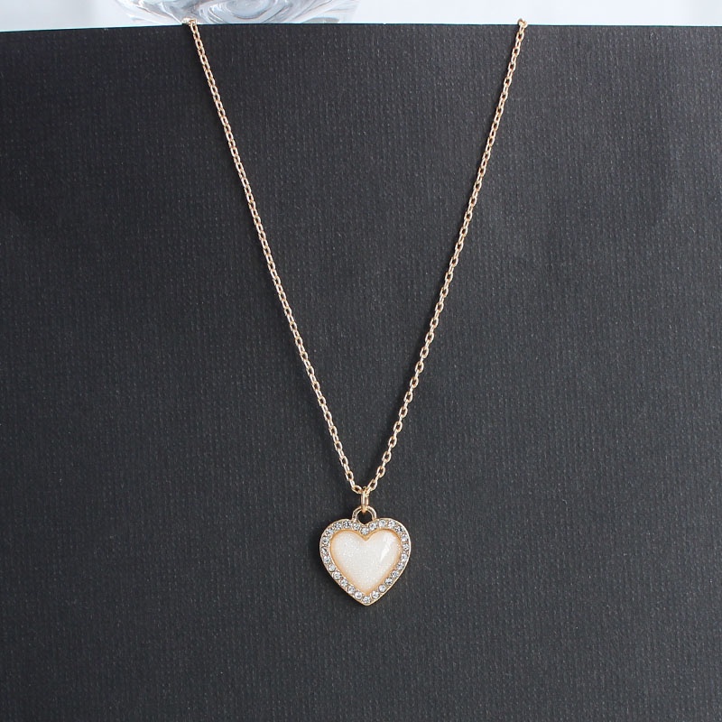 Dây chuyền hợp kim phối mặt hình trái tim đính đá dễ thương