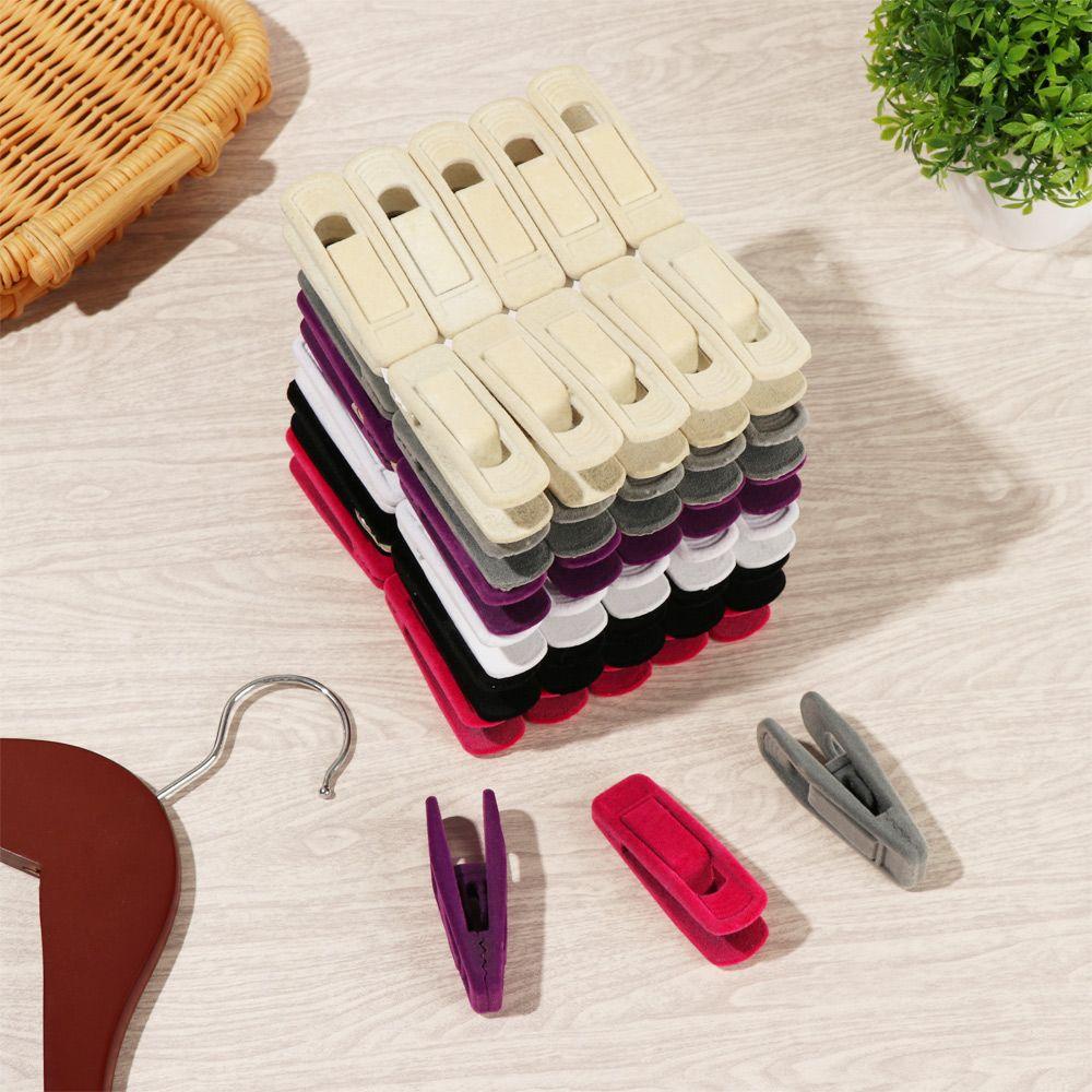 Set 10 Móc Treo Quần Áo Bằng Nhung Chống Trượt Tiện Dụng