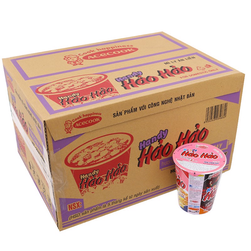 Thùng mì ly Handy Hảo Hảo Vị Tôm Chua Cay/ Vị Tomyum
