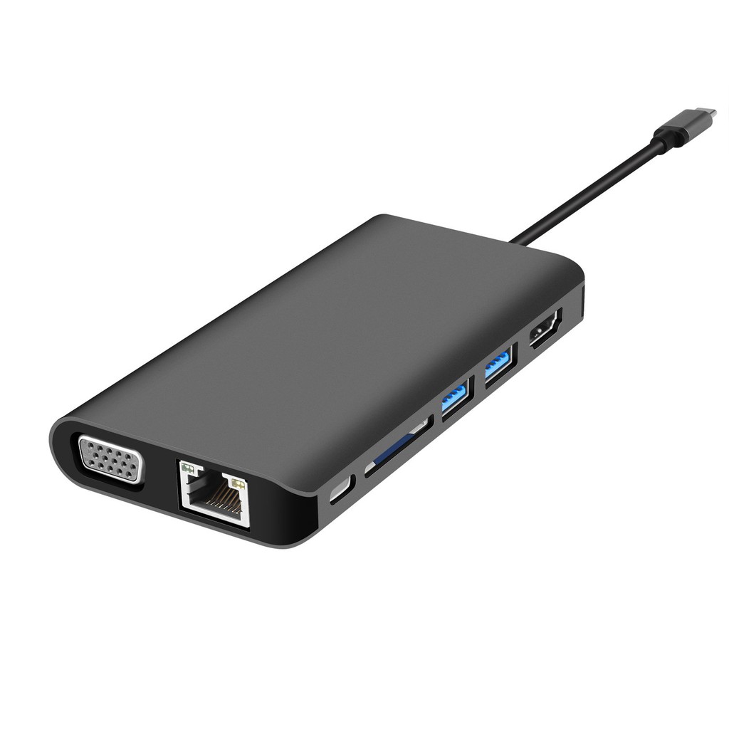 [Mã ELMS5 giảm 7% đơn 300K] Bộ chuyển Usb Type-c 8 cổng A164 - hỗ trợ HDMI/ VGA/ RJ45/ Audio/ USB 3.0/ SD/ PD