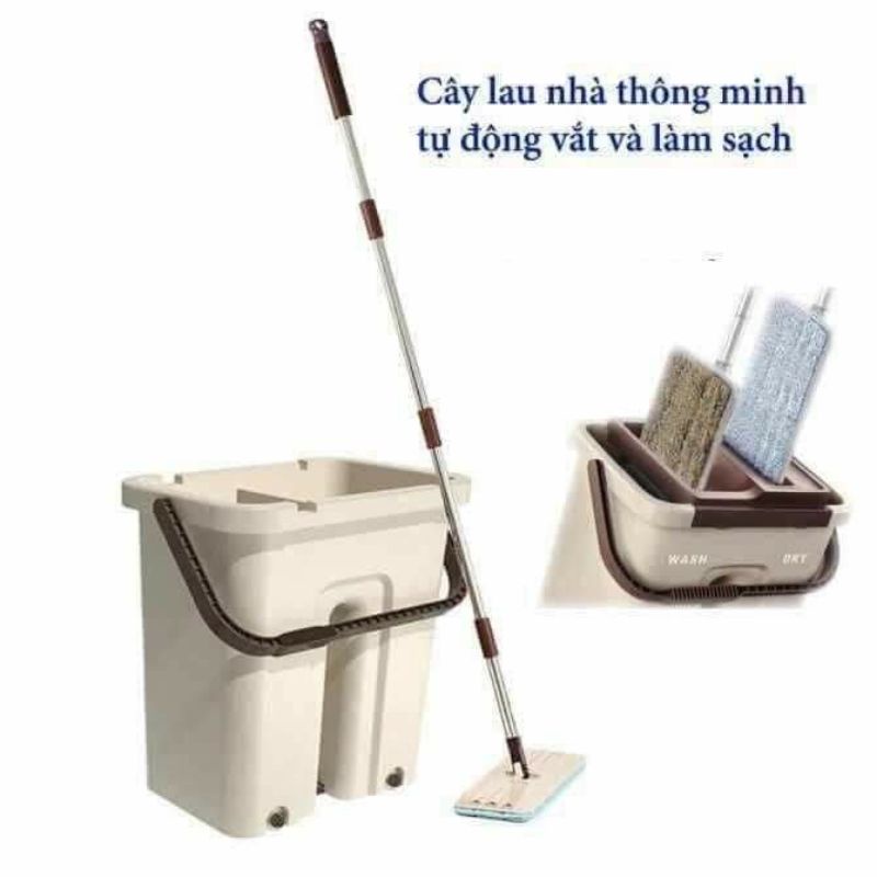 Bộ lau nhà thông minh tự vắt có tặng kèm bông lau nhà