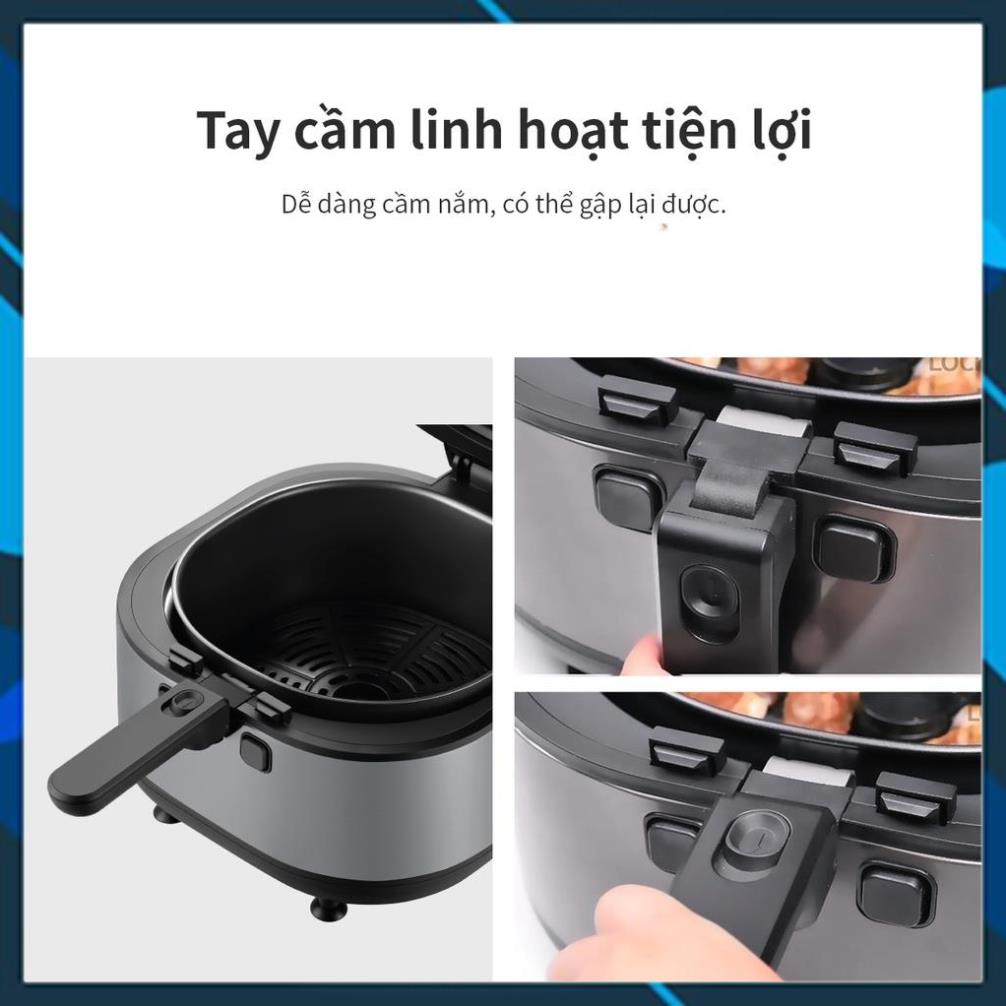 Nồi chiên không dầu Lock&amp;Lock Visible Stirring Air Fryer 7.2L - màu đen EJF596BLK chính hãng BH 12 tháng