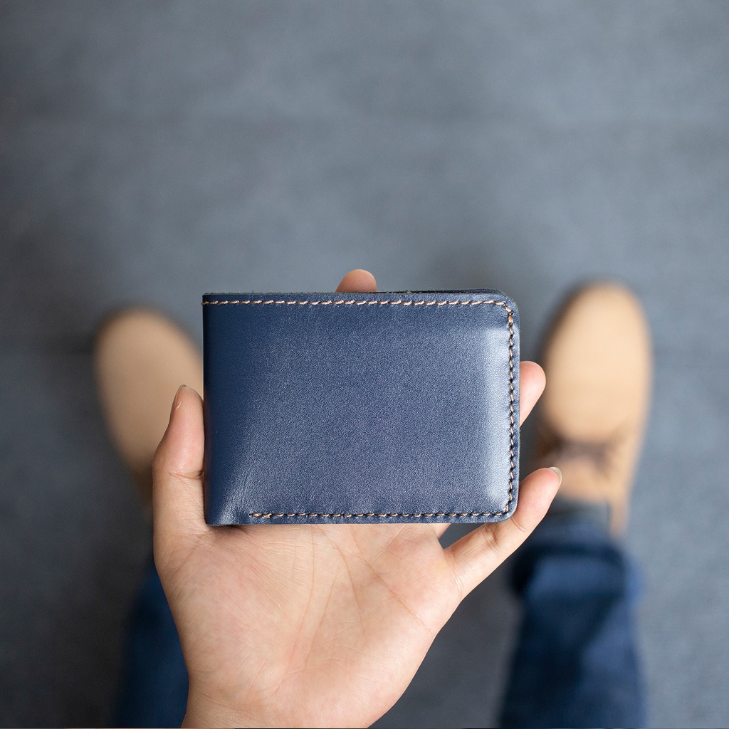 Ví nam mini khắc tên theo yêu cầu V115 - da bò Nappa  cao cấp nhỏ gọn 2 màu lựa chọn-Bụi leather bảo hành 12 tháng