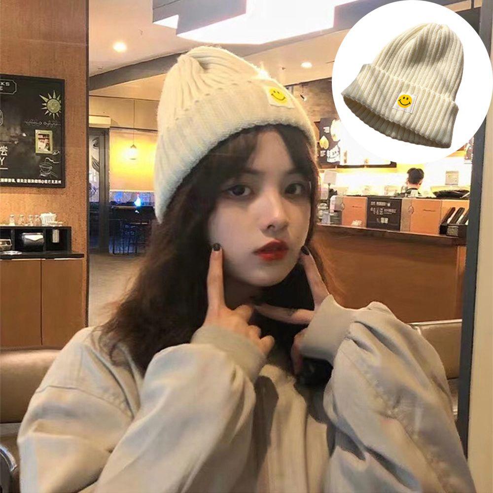 Mũ Len Họa Tiết Mặt Cười Thời Trang Mùa Thu Mới