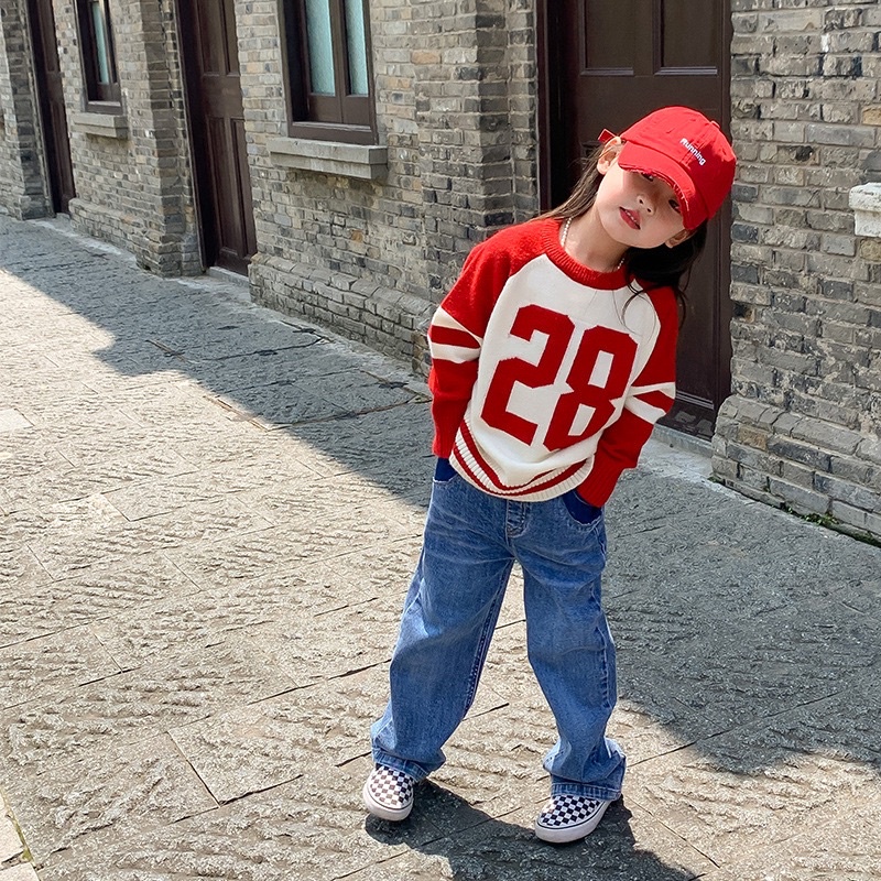 Áo len dài tay số 28 viền sọc thời trang cho bé A859 [FORM NHỎ 0.5 SIZE]