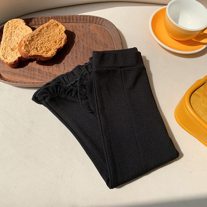 Quần Dài Màu Đen Dáng Rộng Phong Cách Phương Tây Dễ Thương Cho Bé Gái