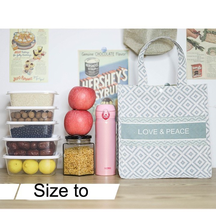 Túi đựng cơm, đựng thức ăn, túi đa năng LOVE &PEACE cao cấp vải Cotton pha Linen | BigBuy360 - bigbuy360.vn