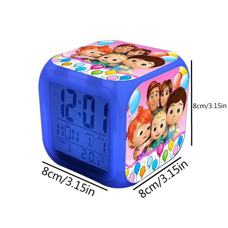 Cocomelon Alarm Clock LED Multi-Functio Colorful Change Gift Luminous Digita